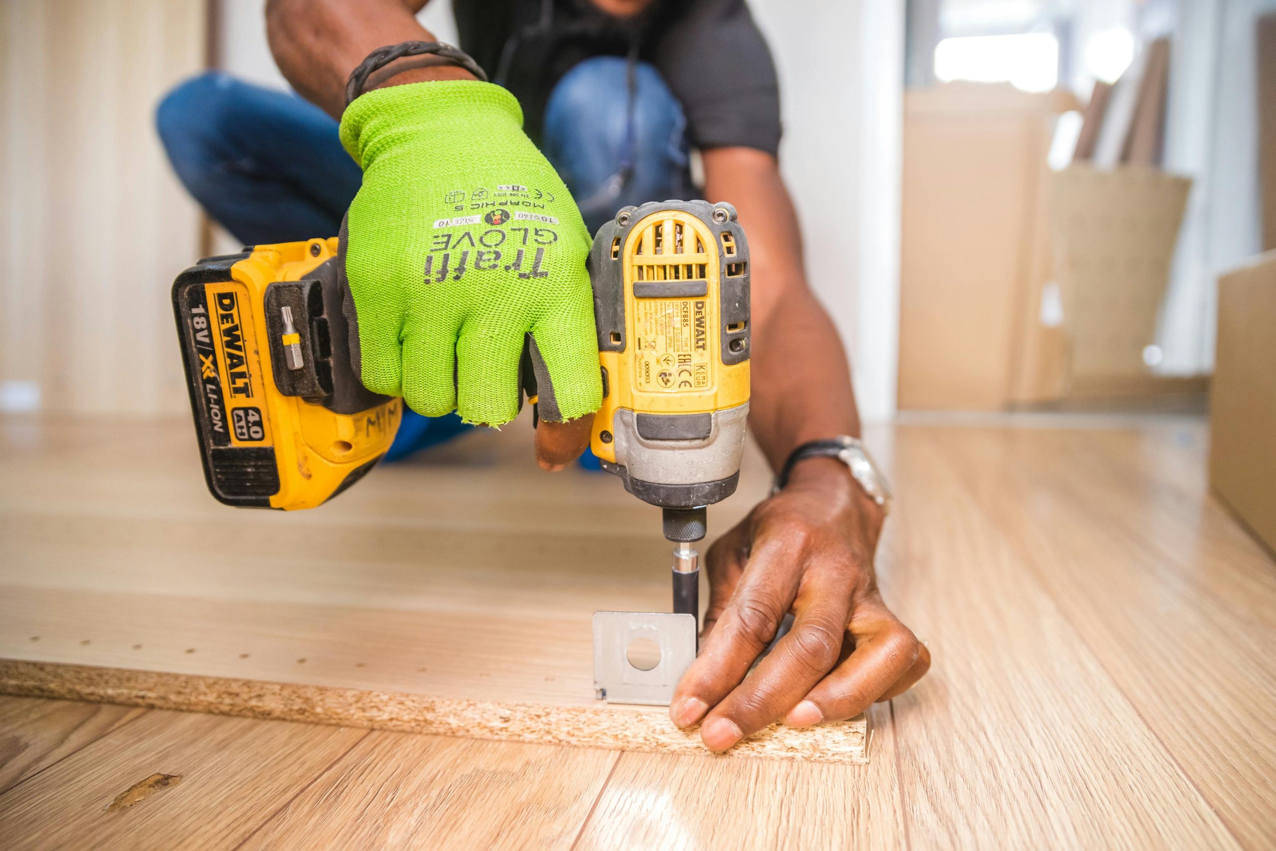 person using drill
